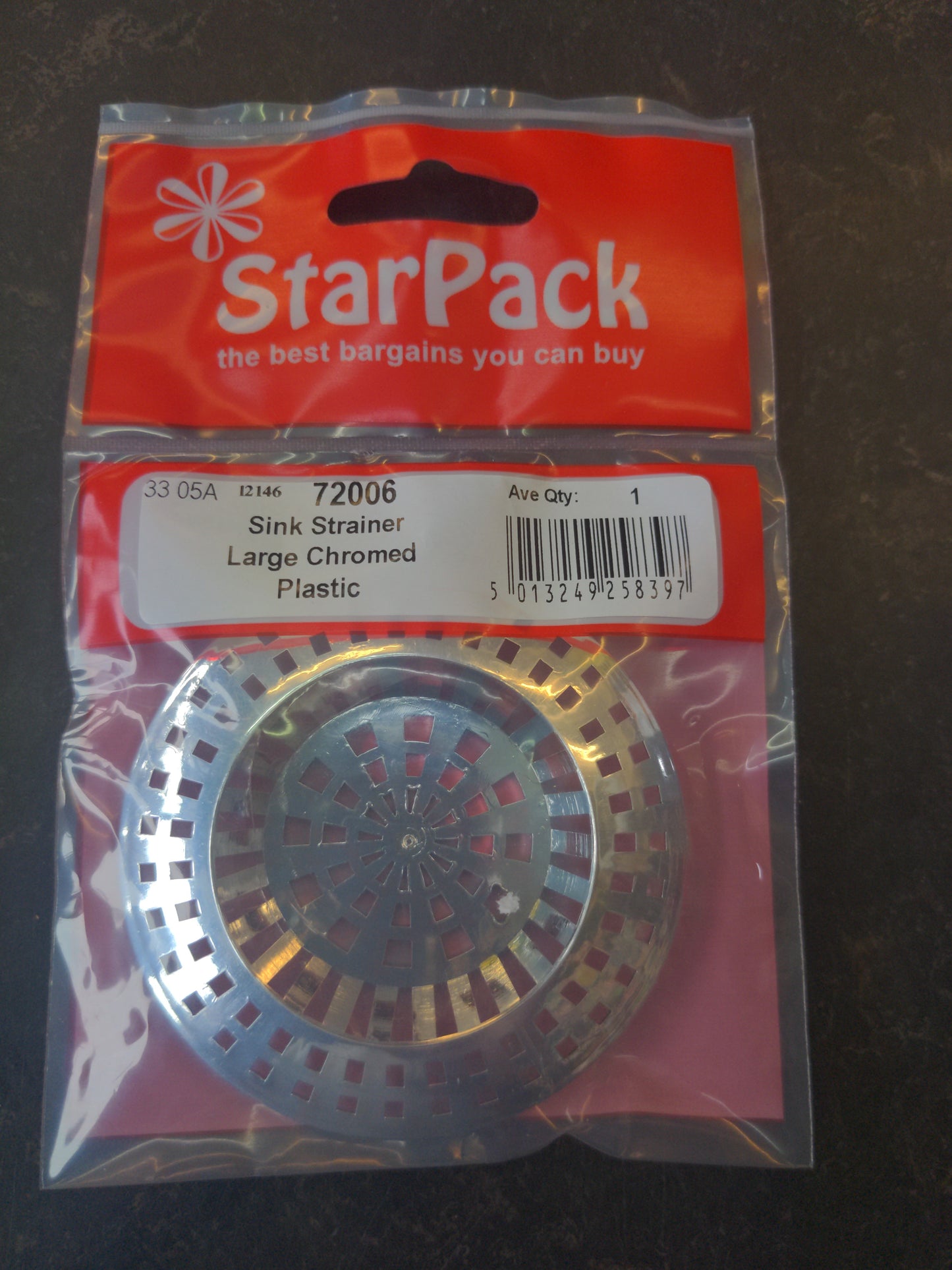 Sink Strainer Large Plastic Chrome
