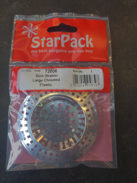 Sink Strainer Large Plastic Chrome