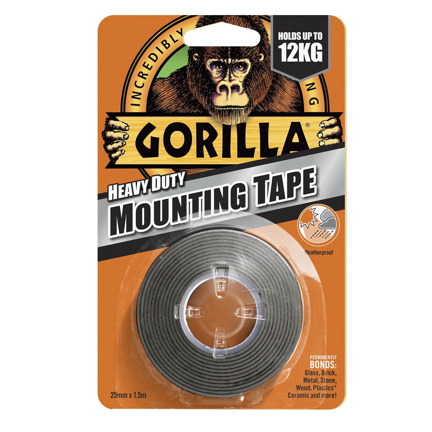 Gorilla Black Mounting Tape (L)1.5m (W)25.4mm