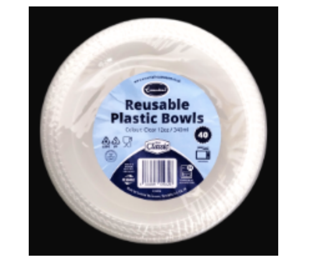 ESSENTIAL 40pk 12oz Clear Plastic Bowl Reusable