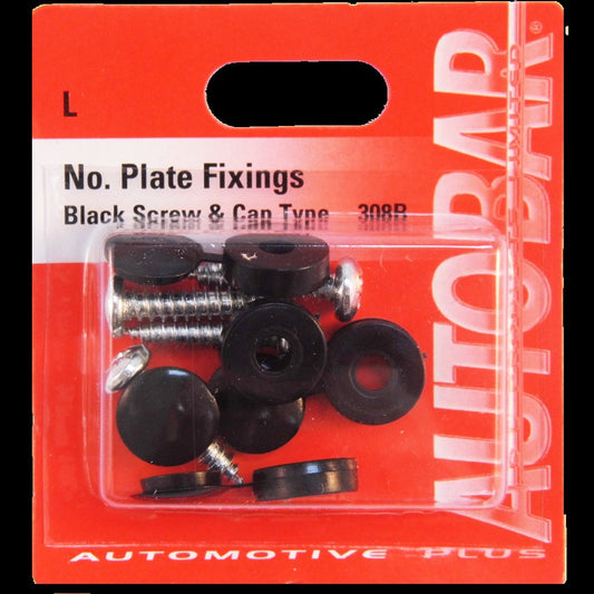 Autobar No.Plate Caps Black-Screw Type