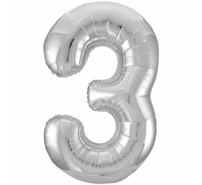 Giant No 3 Silver helium/ Air Foil Balloon 34 in
