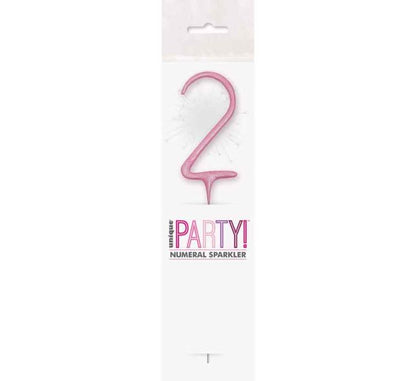 7in NUMERAL 2 PINK GLITZ SPARKLER