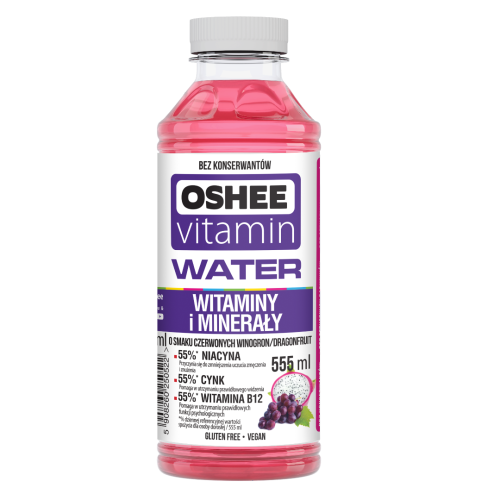 Oshee Vitamin Water Red Grape Gragon Fruit Flavoured Drink 555ml