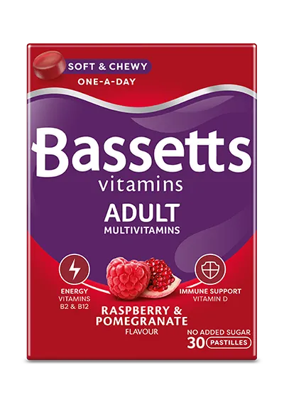 Bassett Adultes Multivitamines Framboise & Grenade 30 comprimés