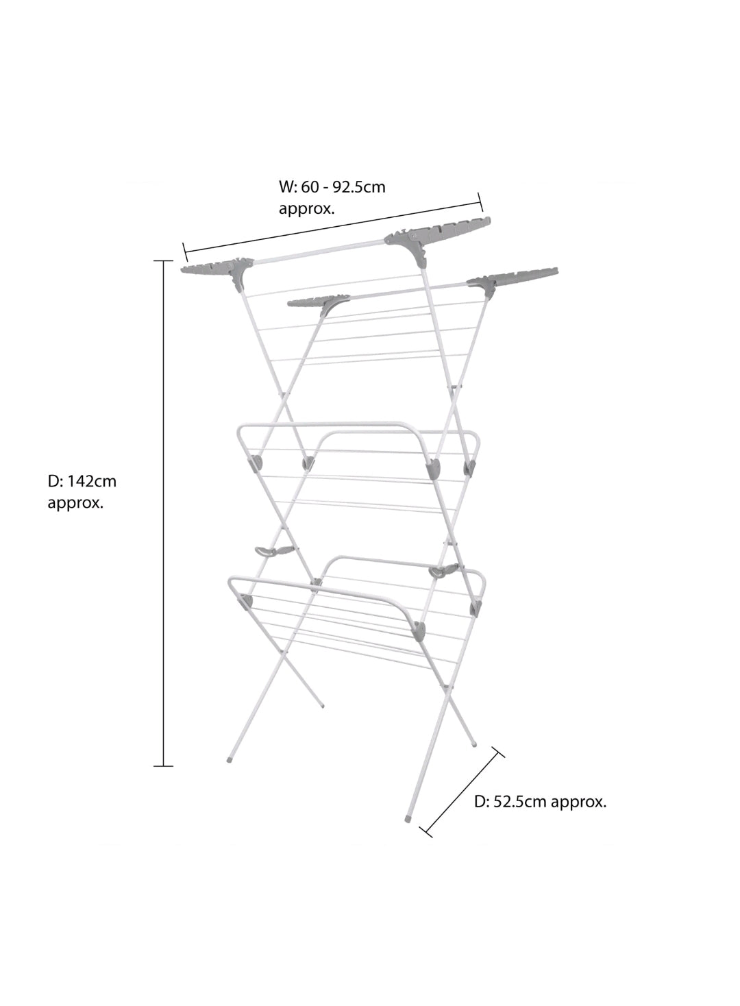 JVL 3 Tier Clothes Airer 25m Drying Space Folding Laundry Drying Rack
