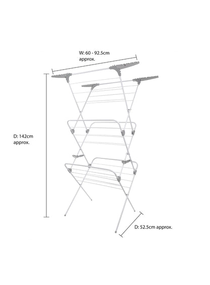 JVL 3 Tier Clothes Airer 25m Drying Space Folding Laundry Drying Rack