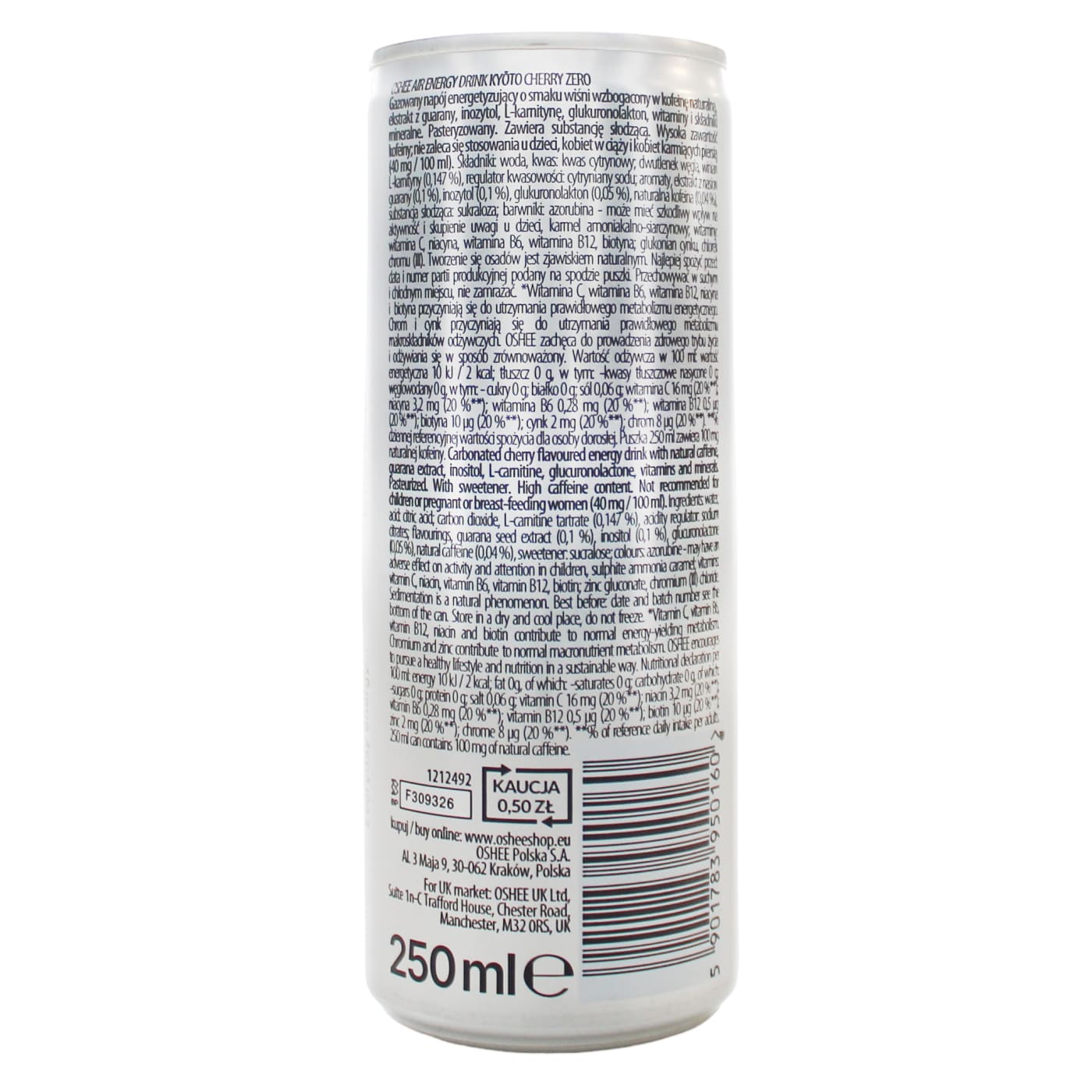 Oshee Air Energy Drink Kyoto Cherry 250ml