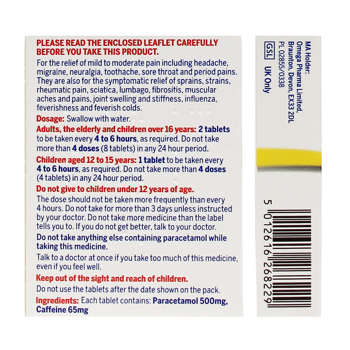 Solpa Headache (500mg/65mg) Soluble Tablets 16 Pack