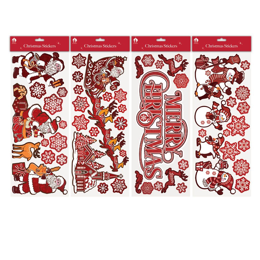 Christmas Home Decoration Holographic Stickers 4 Assorted Designs