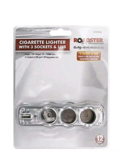 Roadster 12V 24V Volt 1 USB + 3 Multi Socket Car Van HGV Cigarette Lighter Plug Adapter 3