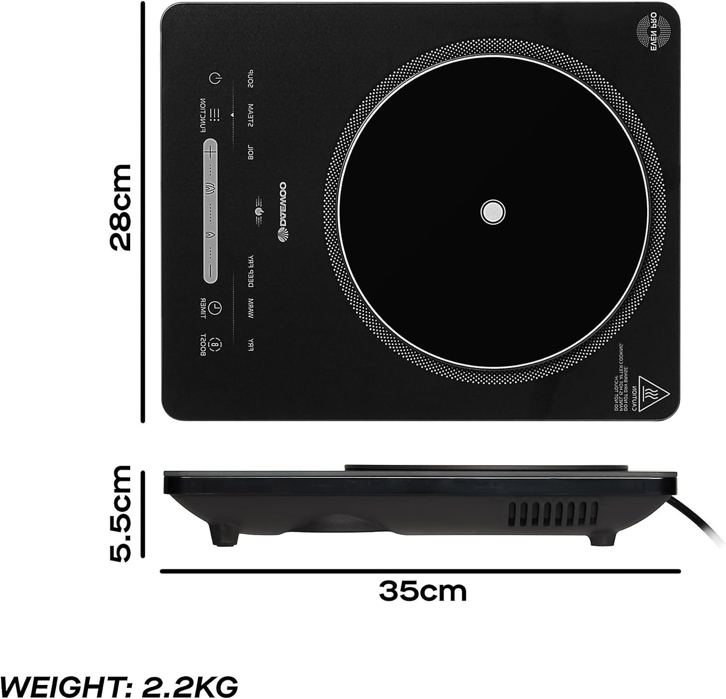 Table de cuisson à induction Daewoo 2200W, une plaque de cuisson autonome, compacte, à poser