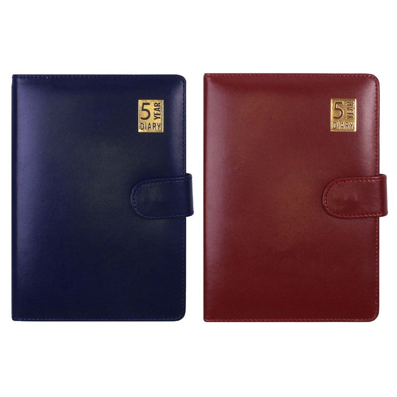 Agenda ouvert A5 5 ans aspect cuir DAP PU Carnet classique Bureau Rouge/Bleu