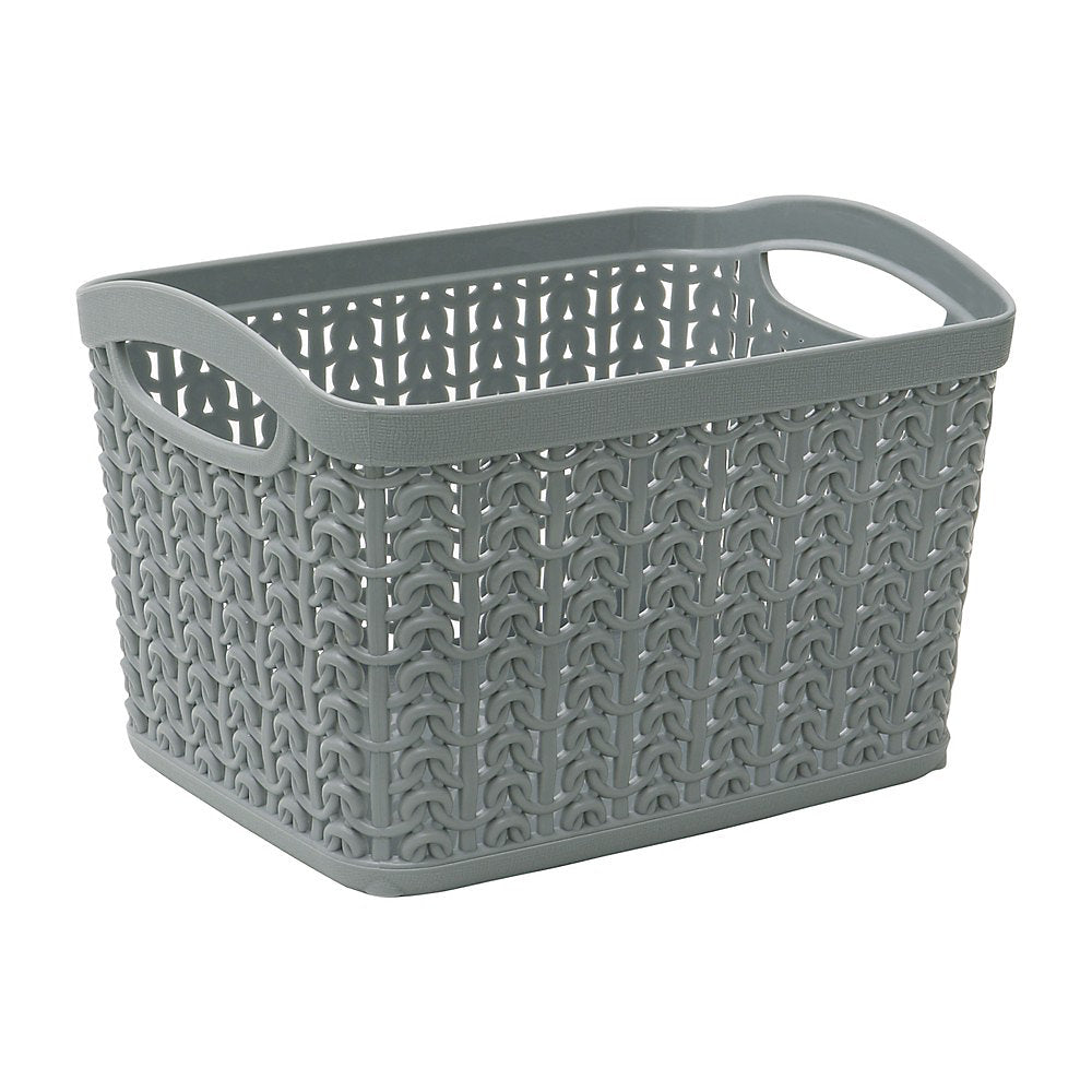 Boîtes de rangement en plastique bouclé JVL Knit Design, gris