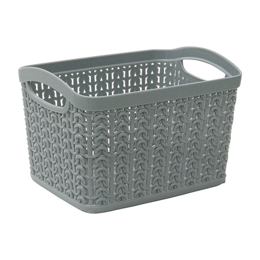 Boîtes de rangement en plastique bouclé JVL Knit Design, gris