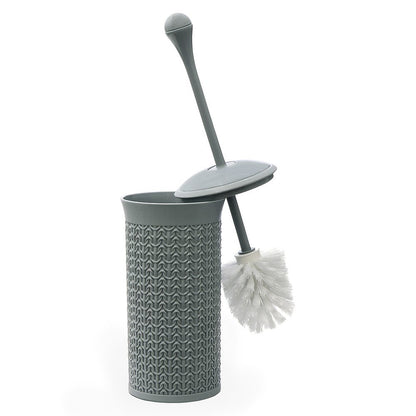 JVL Brosse et support de toilettes en plastique avec boucle tricotée, taille unique, gris