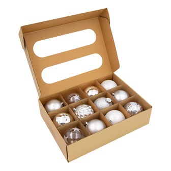 The Christmas Workshop 12PK Shatterproof Large Baubles Silver