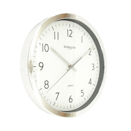 Horloge Murale Dunlevy Quartz Argentée