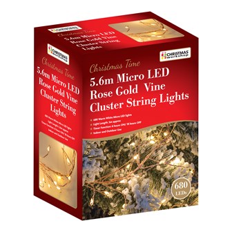 Christmas Workshop 8M 680 Micro LED Rose Gold Cluster String Lights