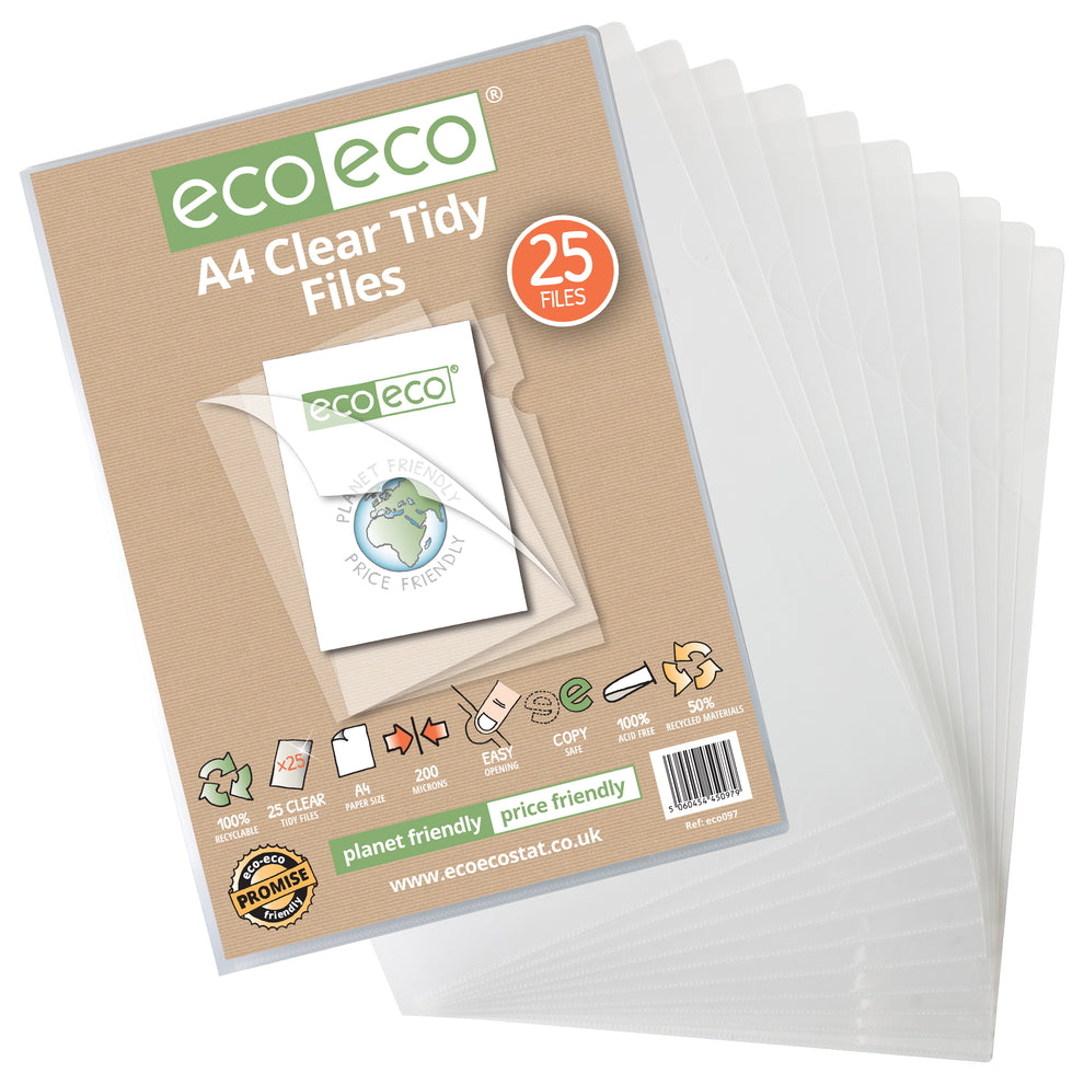 Eco A4 50% Recycled Bag 25 Clear Tidy Files