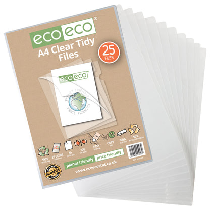 Eco A4 50% Recycled Bag 25 Clear Tidy Files