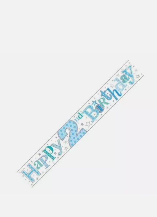 2.5M HOLOGRAPHIC AGE 2 BOY BIRTHDAY BANNER