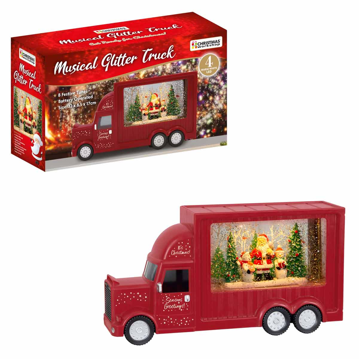 The Christmas Workshop Christmas Red Truck With LED Spinning Glitter