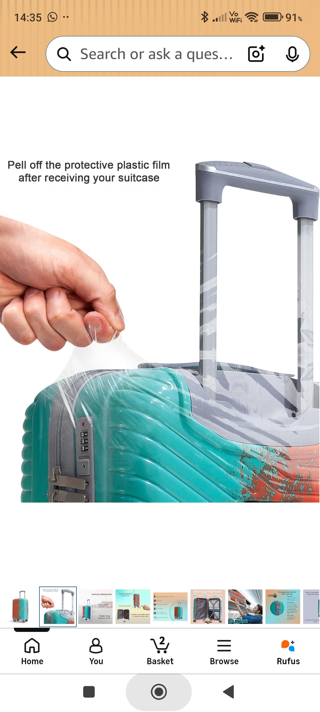 CBA Cabin Luggage – 56cm Lightweight Suitcase (50cm Without Wheels, Airline Compliant) Blue & Orange