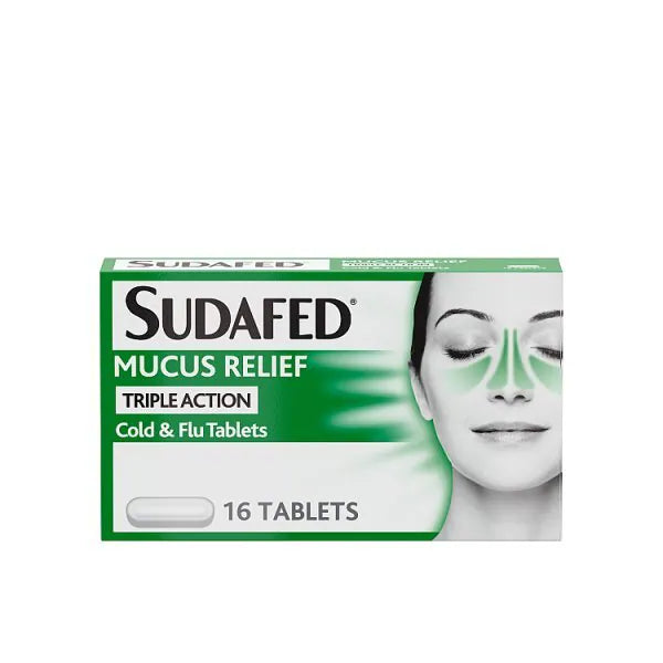 Sudafed Rhume Triple Action Toux et Grippe 16 Comprimés