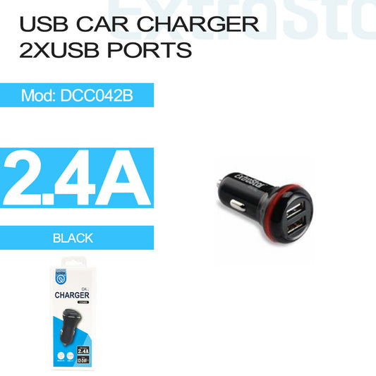 Extrastar
Chargeur de voiture USB 2,4A, 2 ports USB, Noir (DCC042B)