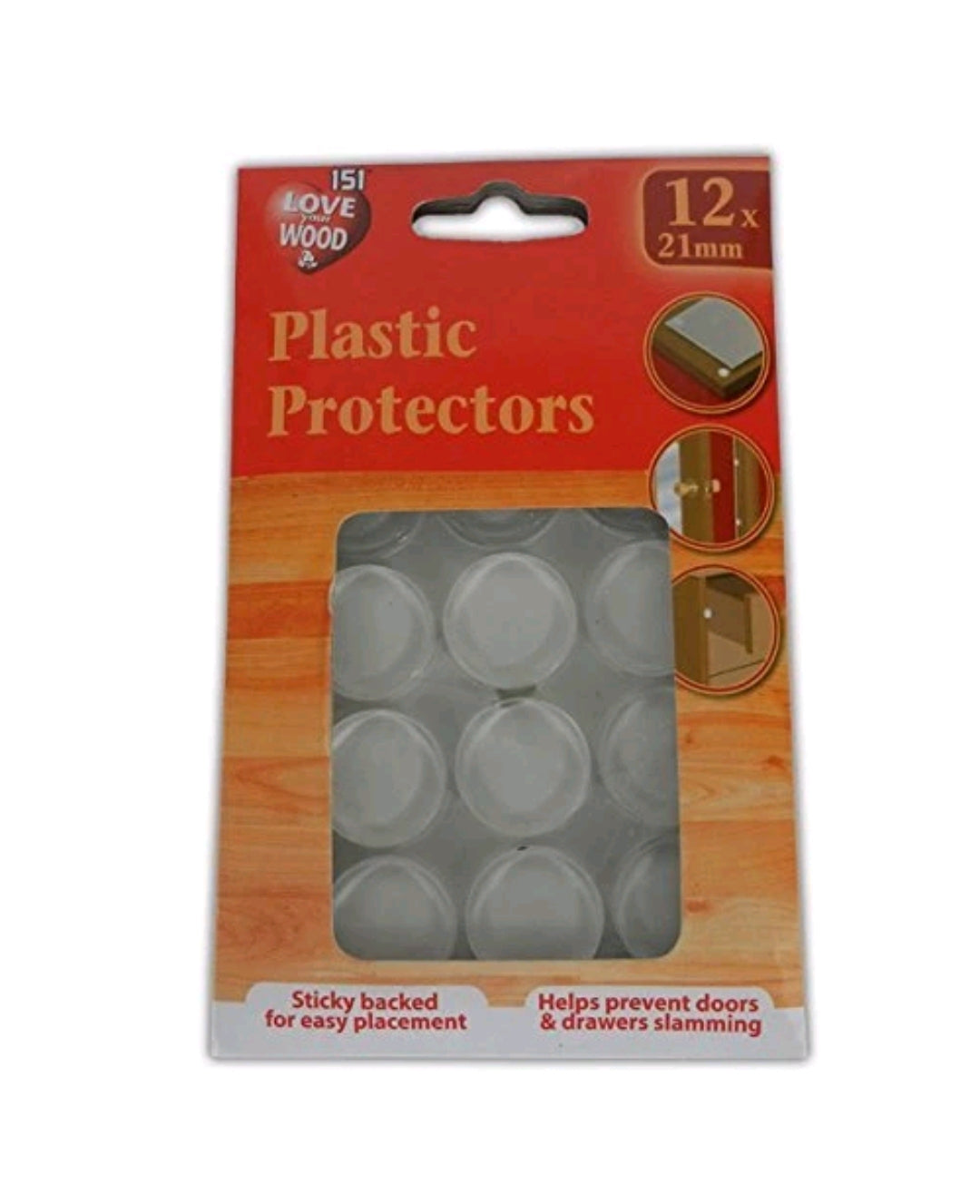 151 Lot de 12 protections transparentes rondes bombées en plastique de 21 mm pour portes, tiroirs, meubles