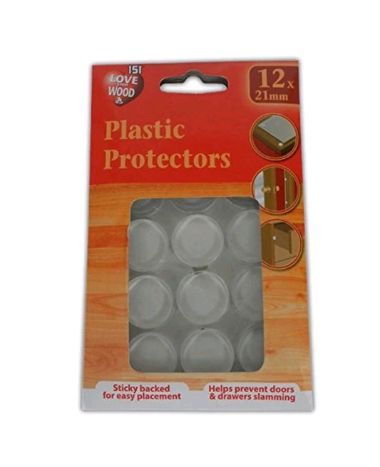 151 Lot de 12 protections transparentes rondes bombées en plastique de 21 mm pour portes, tiroirs, meubles