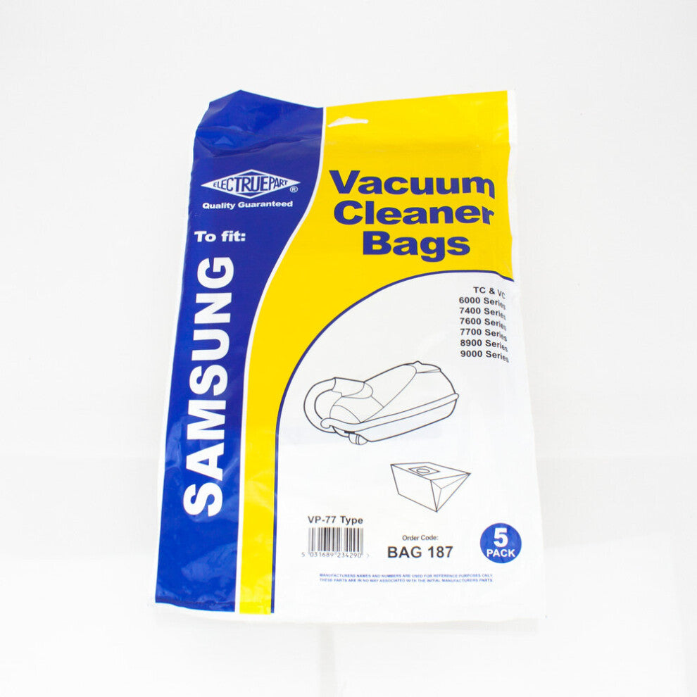 Samsung VP77 VP-78M SC21F60 VP-95B Vacuum Cleaner Paper Bags 5 Pack