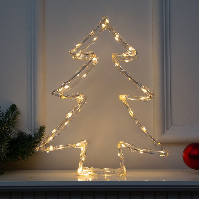 The Christmas Workshop Acrylic LED Christmas Tree Light - Mixed LED Christmas Decorations - 6 Hour Timer - Battery Operated