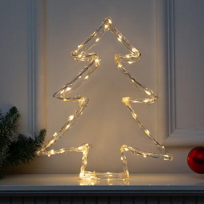 The Christmas Workshop Acrylic LED Christmas Tree Light - Mixed LED Christmas Decorations - 6 Hour Timer - Battery Operated