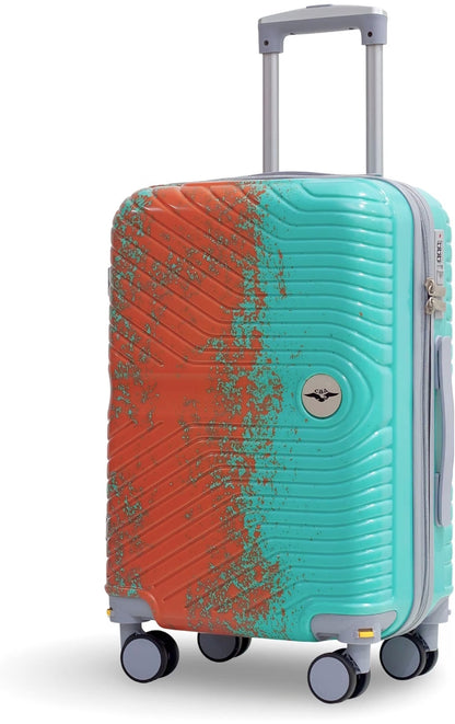 CBA Cabin Luggage – 56cm Lightweight Suitcase (50cm Without Wheels, Airline Compliant) Blue & Orange