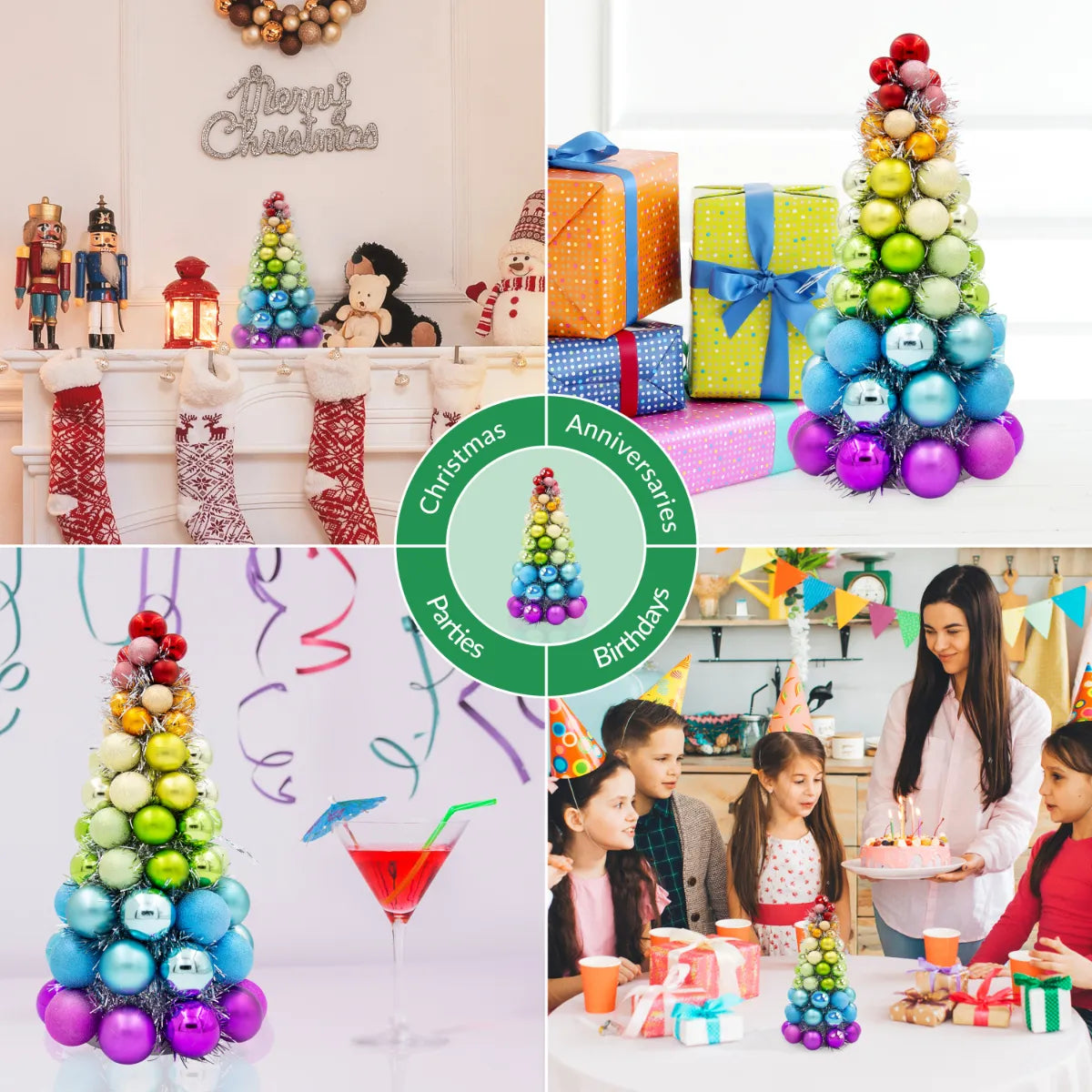 The Christmas Workshop Rainbow Bauble Table Tree Decoration