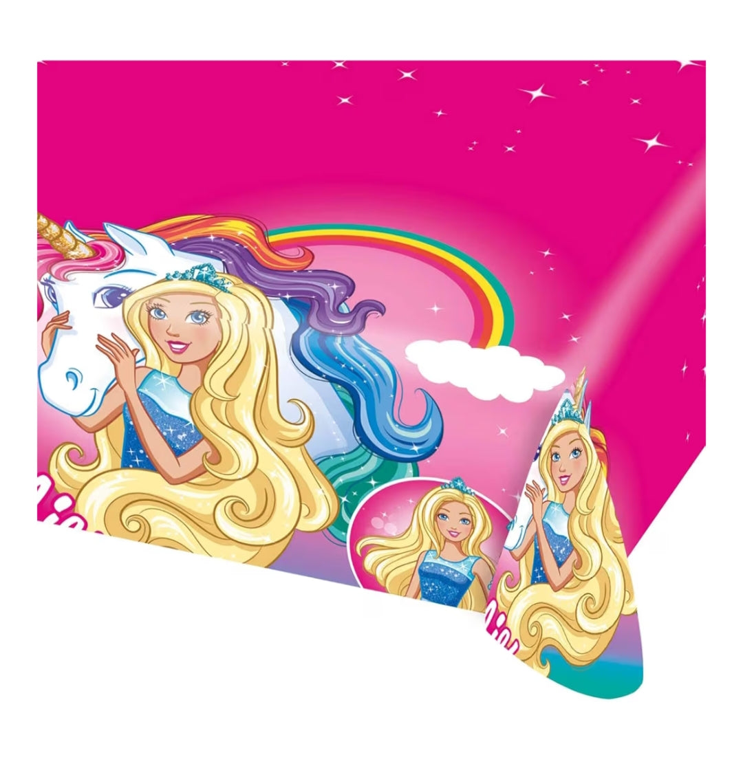 Barbie Dreamtopia Pink Plastic Tablecover - 1 Pc, 120x180cm