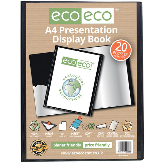 Eco A4 50% Recycled 20 Pocket Presentation Display Book