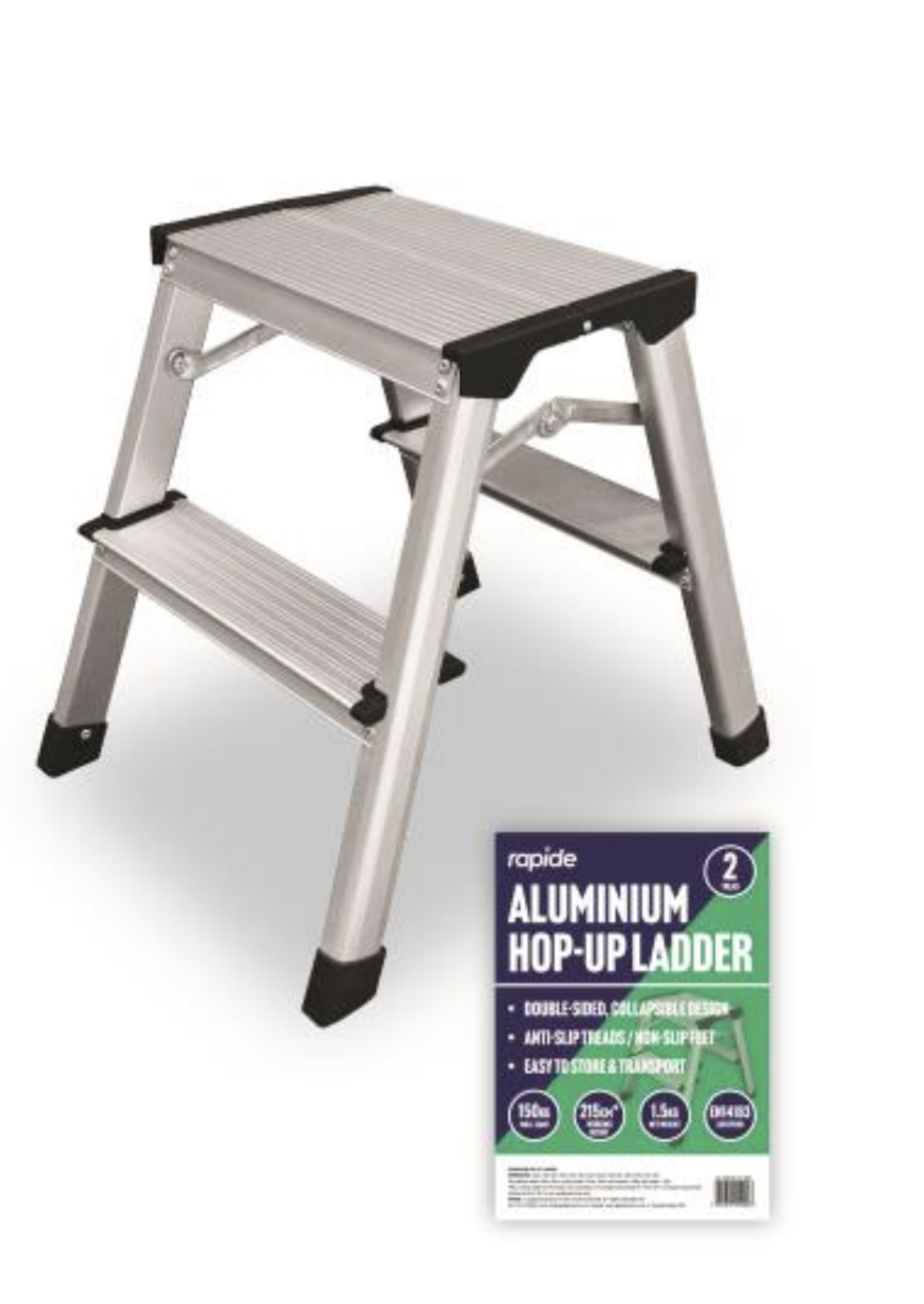ALUMINIUM HOP-UP 2 TREAD STOOL/LADDER