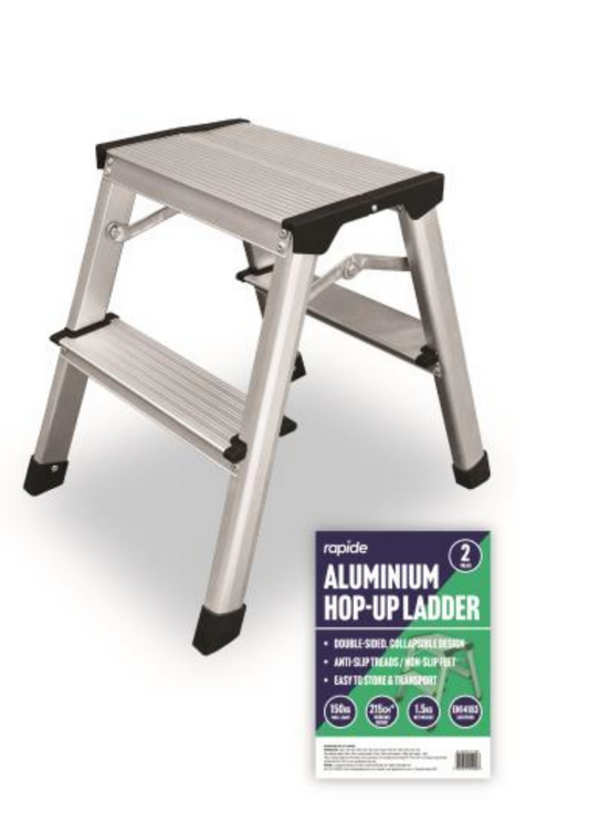 ALUMINIUM HOP-UP 2 TREAD STOOL/LADDER