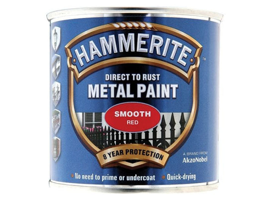 Peinture Métal Hammerite Direct sur Rouille Finition Lisse Rouge 250ml