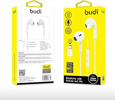 Budi Type C Earphone With Remote & Mic 1.2m