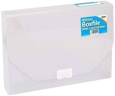 TIGER 40 mm Clear only Boxfile With Clip Closure - Polyprop - 302211