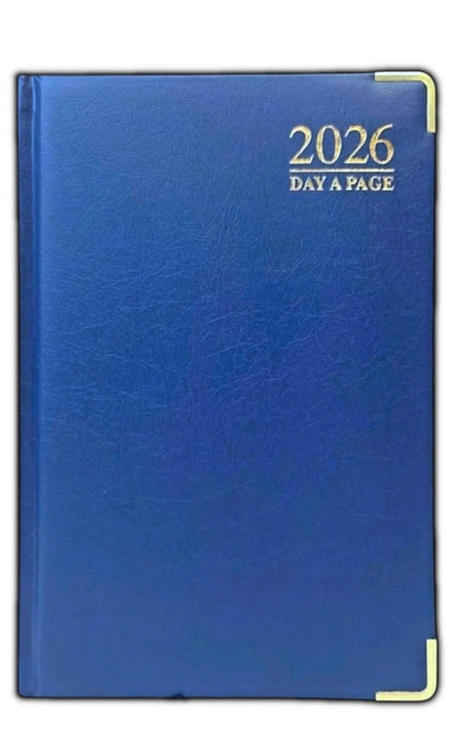 2026 A5 Page A Day Diary Padded with Metal Corner Desk Diary hardback office Assorted Colours