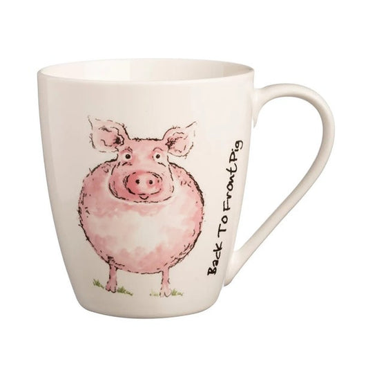 Mug en faïence fine Price & Kensington 11 cm, motif cochon "Back To Front"