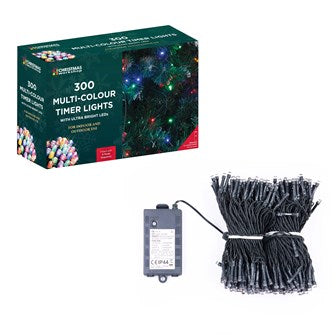Christmas Workshop 300 LED Battery Operated Timer Light - Multi Coloured