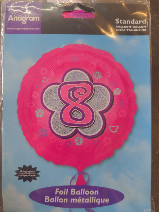 No 8 helium Foil Balloon 18 in