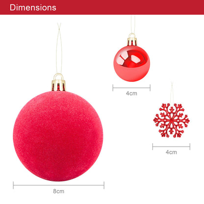 The Christmas Workshop Red Shatterproof Christmas Baubles – Set of 50, Mixed Sizes