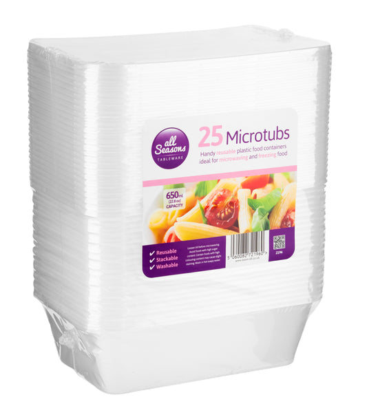 AS-25pk 650ml Rect Microwave Disposable Containers